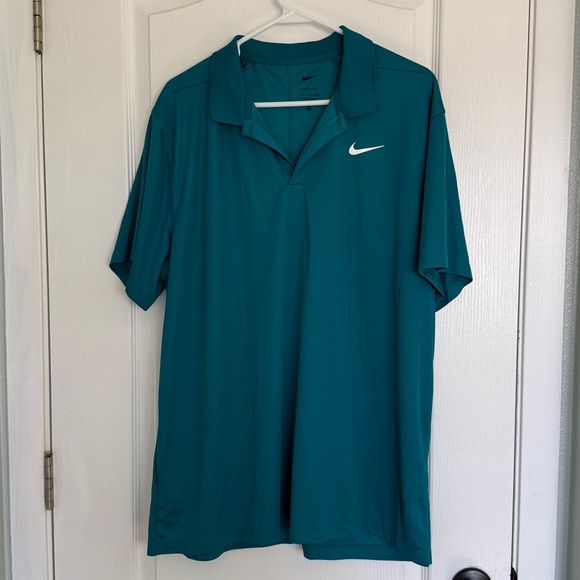 Nike Teal Polo with White Swoosh - Picture 1 of 3